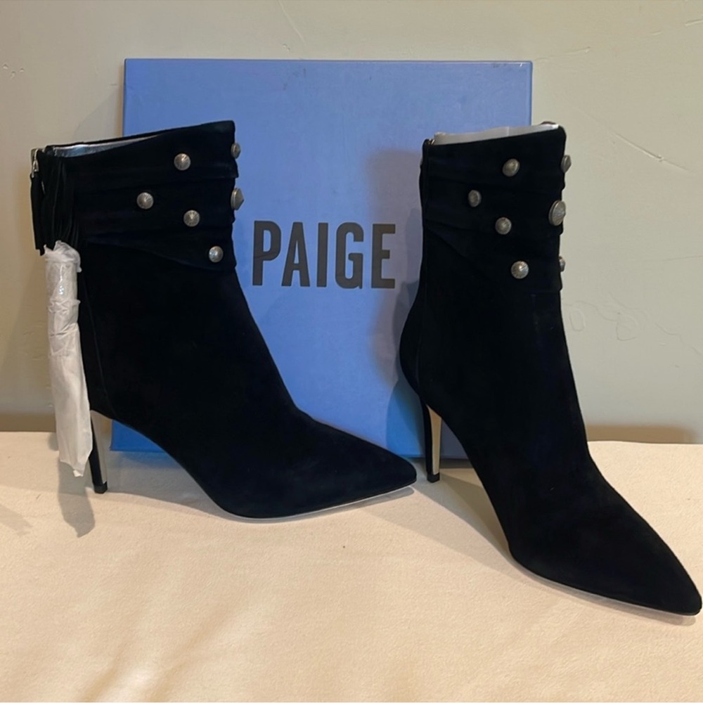 PAIGE black Suede ankle Boot s 8.5